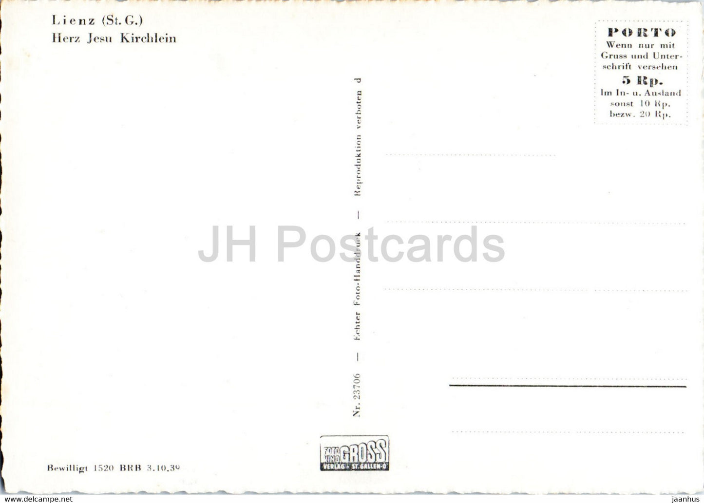 Lienz - Herz Jesu Kirchlein - Kirche - 23706 - alte Postkarte - Schweiz - ungebraucht