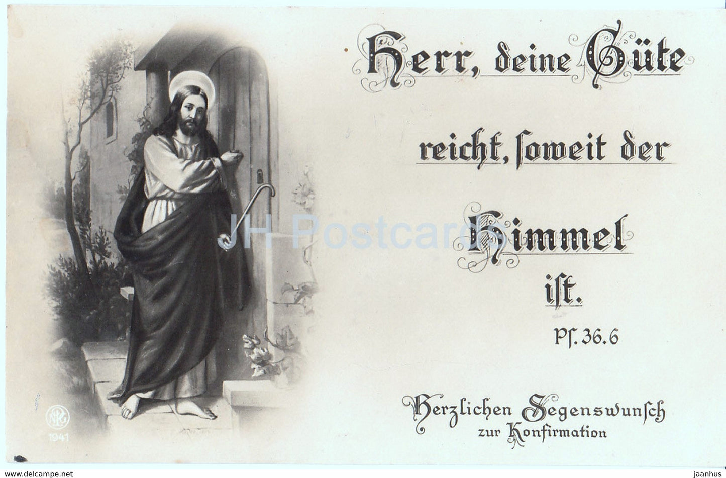 Herr deine Gute reicht soweit der Himmel ist - Jesus - religion - old postcard - 1929 - Germany - used - JH Postcards