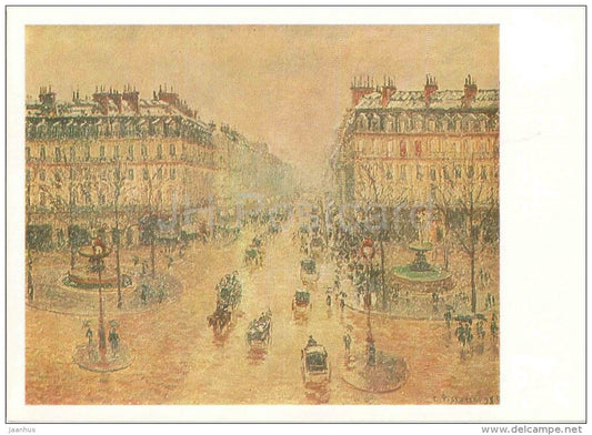 painting by Camille Pissarro - Avenue de l´Opera , 1898 - Paris - carriage - french art - unused - JH Postcards