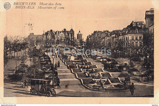 Bruxelles - Brussels - Mont des Arts - Mountain of Arts - old car - old postcard - 1926 - Belgium - used - JH Postcards