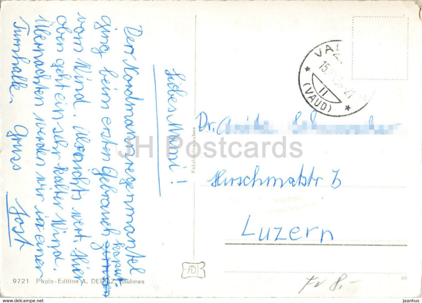 Au Chasseron 1611 m - 9721 - old postcard - 1950s - Switzerland - used