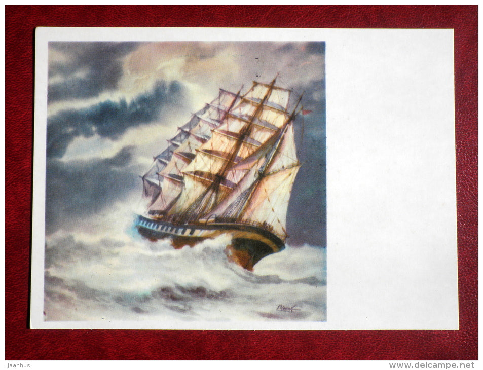 soviet training ship Tovarisch - by G. Chelak - History of the Russian Navy - 1987 - Russia USSR - unused - JH Postcards