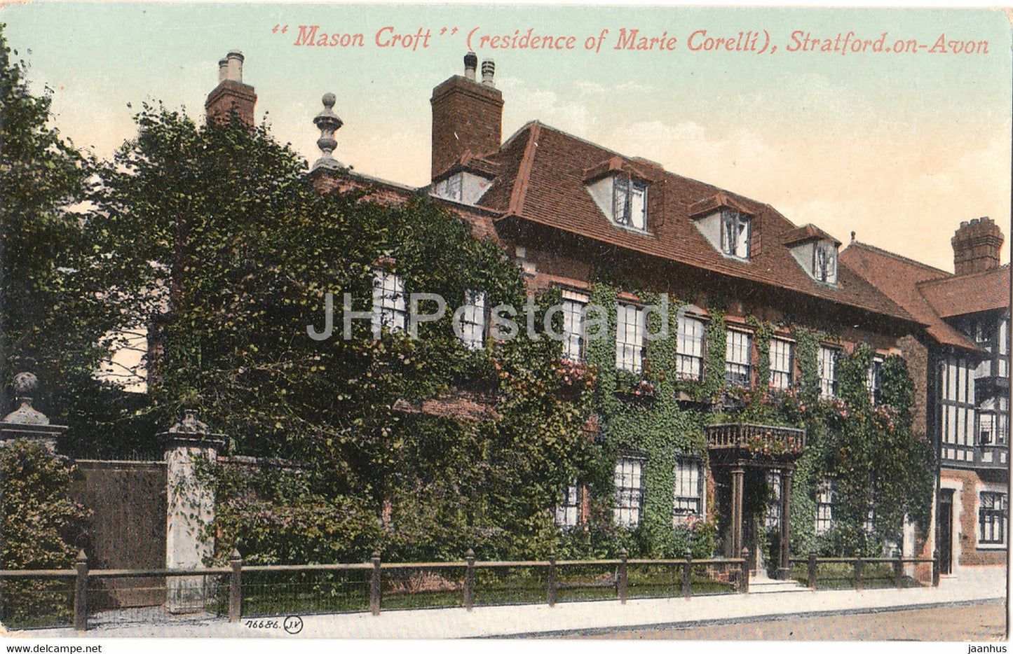 Stratford on Avon - Mason Croft - residence of Marie Corelli - old postcard - England - United Kingdom - unused - JH Postcards