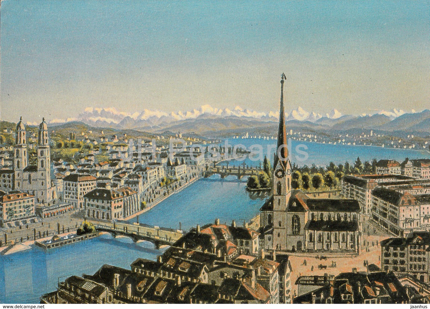 Zurich um 1845 vom St Peter Turm aus - Von Hch Siegfried - Switzerland - unused - JH Postcards