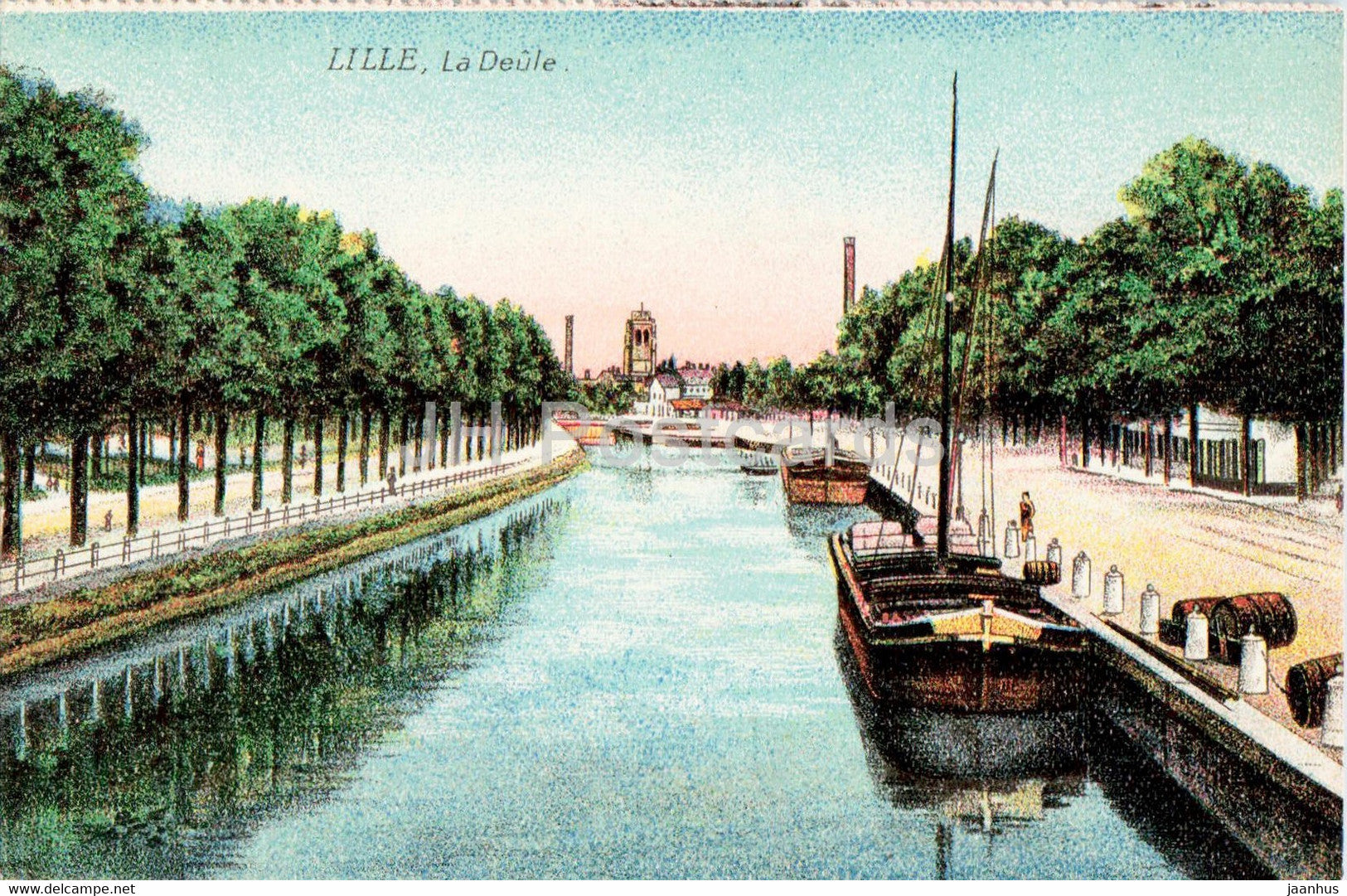 Lille - La Deule - boat - ship - old postcard - France - unused - JH Postcards