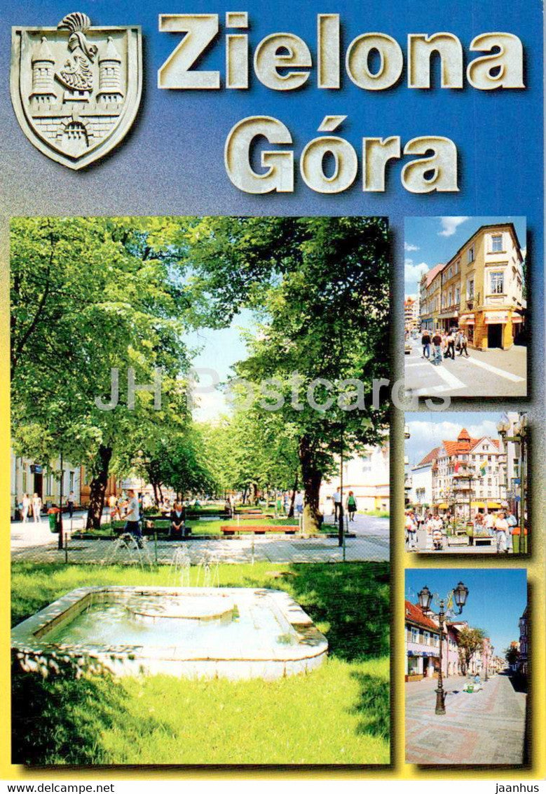 Zielona Gora - fontanna na skwerku przy - fountain at the square - multiview - Poland - unused - JH Postcards