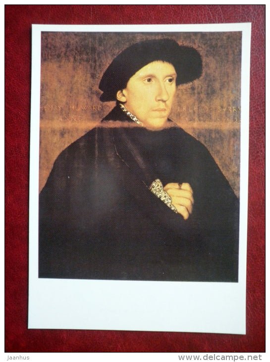 painting by Hans Holbein the Younger - Portrait of Henry Howard, Earl of Surrey, ca 1634 - german art - unused - JH Postcards