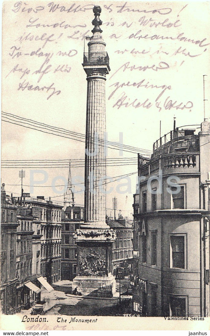 London - The Monument - Valentines Series - old postcard - 1906 - England - United Kingdom - used - JH Postcards