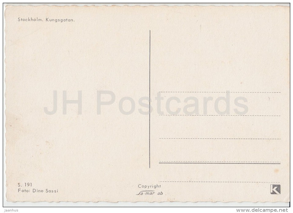 Kungsgatan - Stockholm - bus - S. 191 - Sweden - unused - JH Postcards