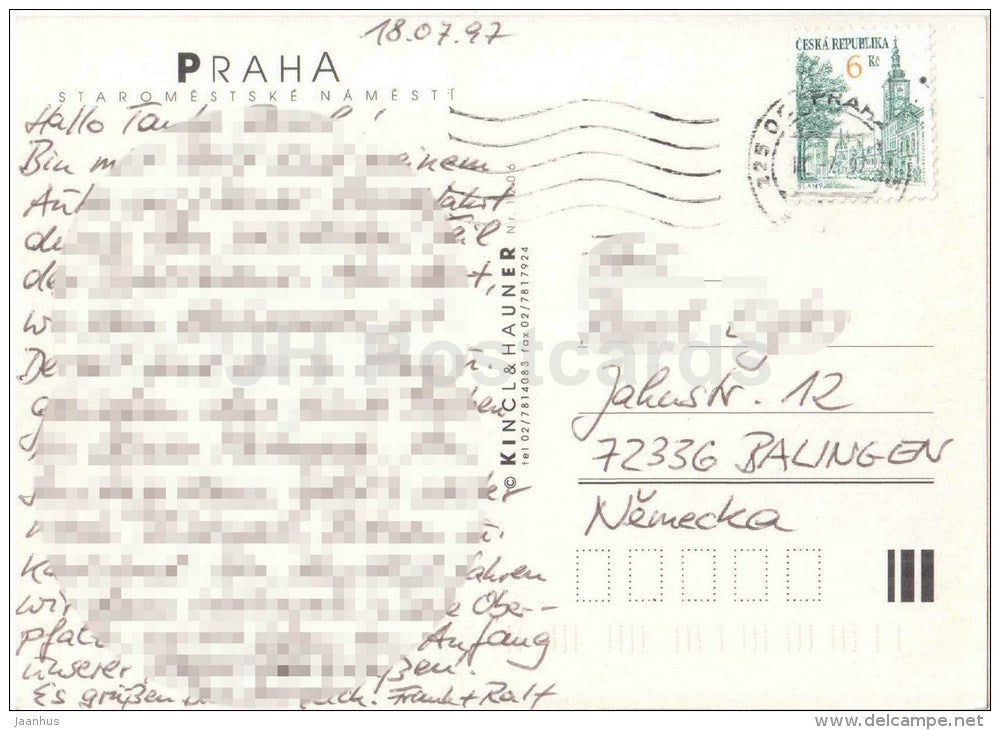 Old Town Square - Paraha - Prague - Czechoslovakia - Czech - used 1997 - JH Postcards