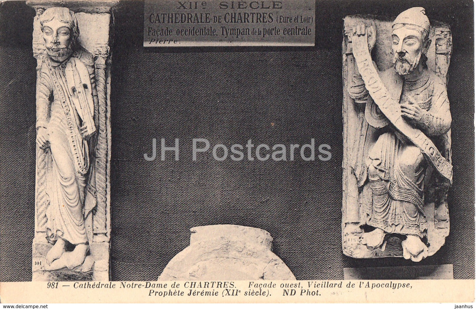 Cathedrale Notre Dame de Chartres - Facade Ouest - cathedral - 981 - old postcard - France - unused - JH Postcards