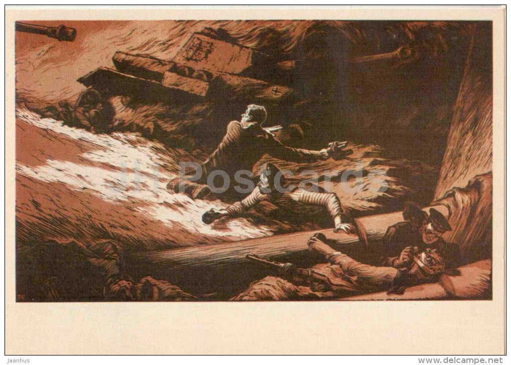 tank - illustration by Baranov - Sevastopol - 1982 - Ukraine USSR - unused - JH Postcards