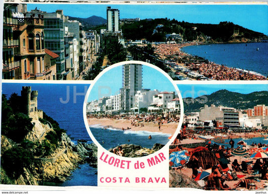 Lloret de Mar - Costa Brava - Paseo Verdaguer - Castillo - Playa - Sa Caravera  beach - multiview - 610 - Spain - unused - JH Postcards