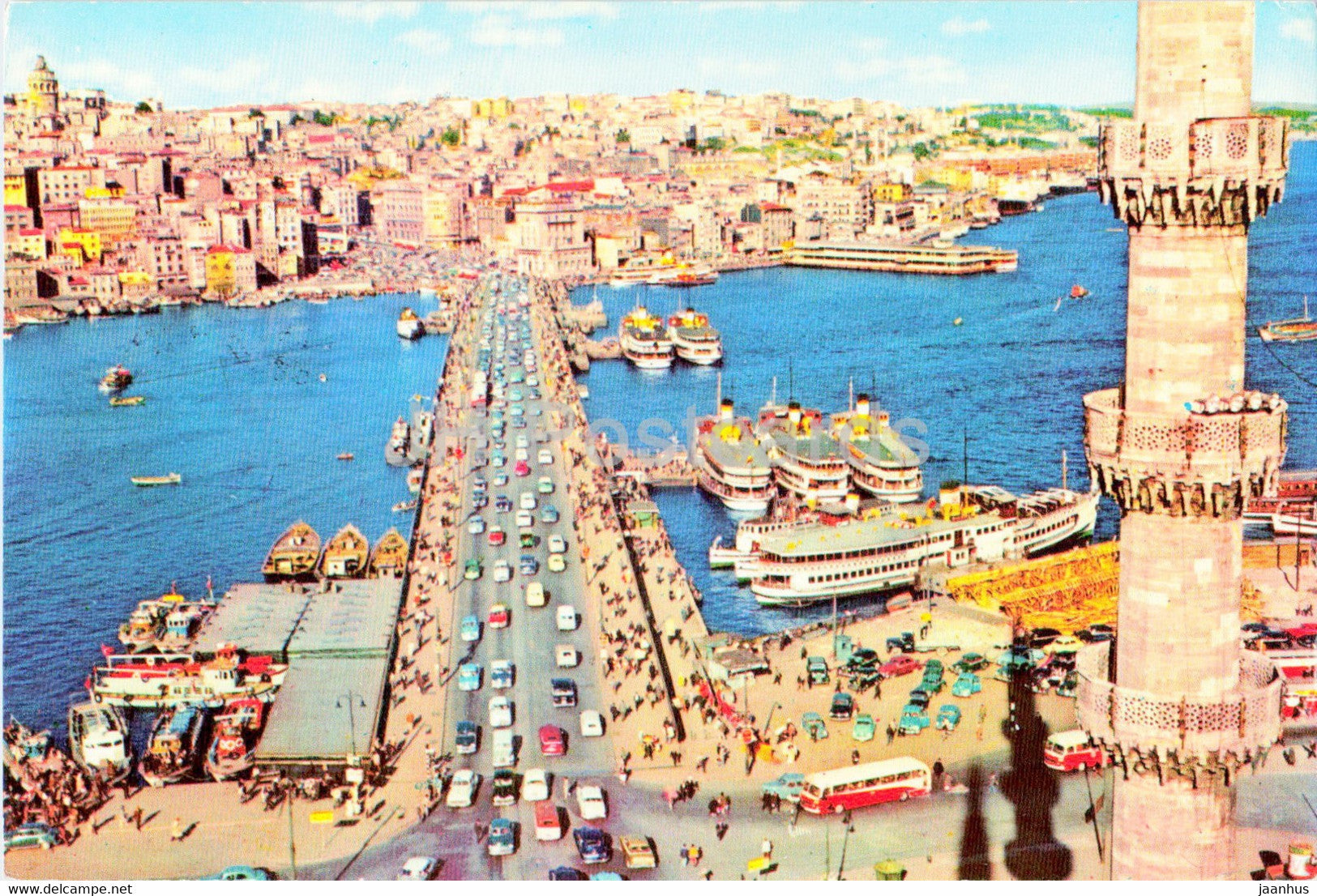 Istanbul - Galata Bridge - ship - Keskin - 1980 - Turkey - used - JH Postcards