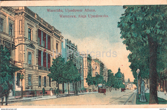 Warszawa - Warschau - Ujasdower Alleen - Aleja Ujazdowska - old postcard - 1920 - Poland - used - JH Postcards