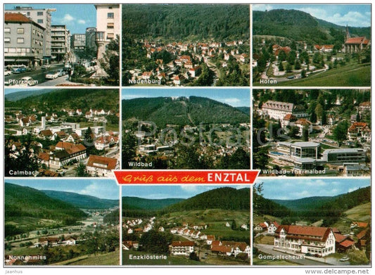 Grus aus dem Enztal - Pforzheim - Neuenburg - Höfen - Calmbach - Wildbad - Nonnemiss - Germany - nicht gelaufen - JH Postcards