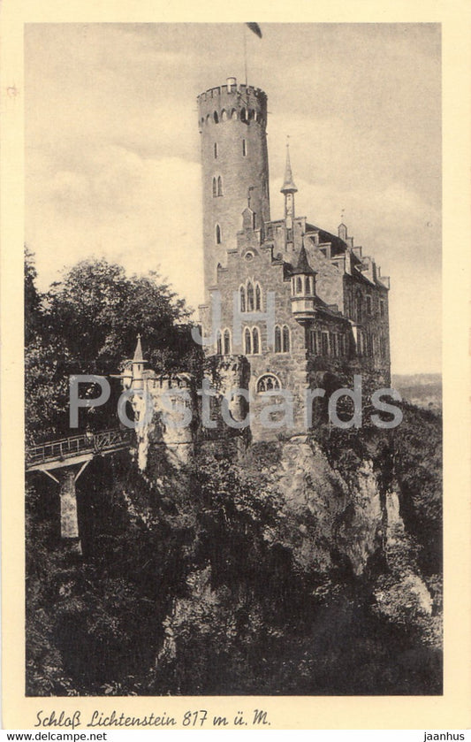 Schloss Lichtenstein 817 m - castle - 2136 - old postcard - Germany - unused - JH Postcards