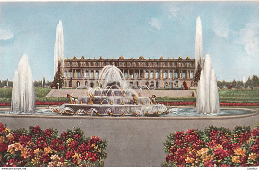 Kgl Schloss Herrenchiemsee mit den Springbrunnen im Jahre 1886 - castle - old postcard - Germany - unused - JH Postcards