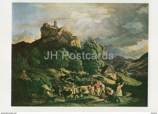 painting by Ludwig Richter - Der Schreckenstein bei Aussig - German art - 1977 - Germany - unused - JH Postcards