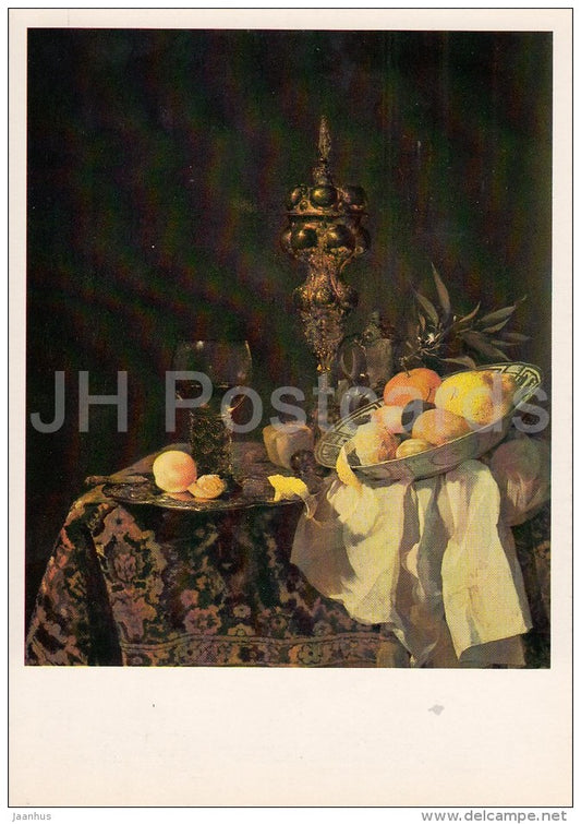 painting by Willem Kalf - Still Life - fruits - Dutch art - Russia USSR - 1983 - unused - JH Postcards