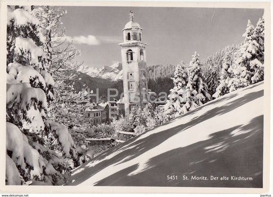 St Moritz - Der alte Kirchturm - church - 5451 - 1962 - Switzerland - used - JH Postcards