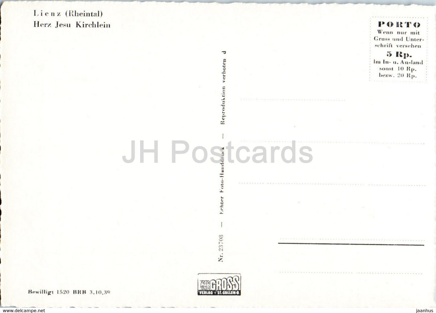 Lienz - Herz Jesu Kirchlein - Kirche - Innenraum - 23708 - alte Postkarte - Schweiz - unbenutzt