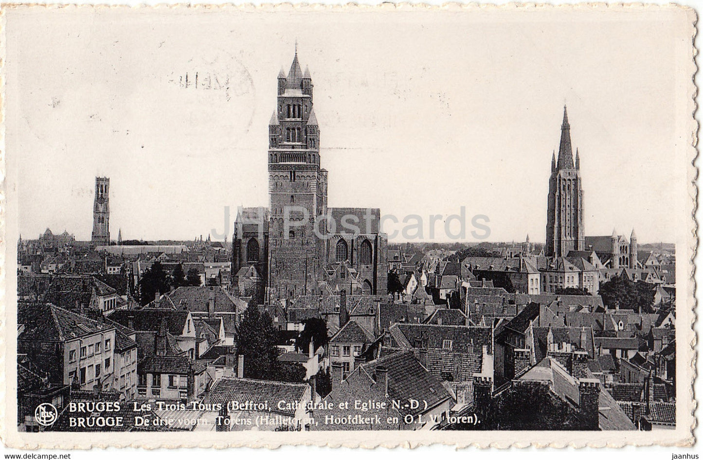 Bruges - Brugge - Les Trois Tours - Beffroi - Cathedrale et Eglise N D - old postcard - Belgium - used - JH Postcards