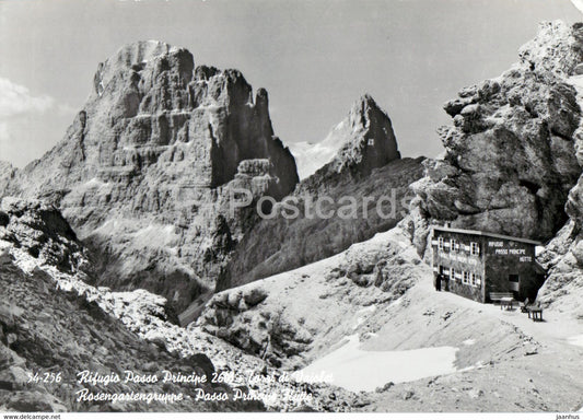 Rifugio Passo Principe - Torri di Vajolet - Rosengartengruppe - Passo Principe Hutte - old postcard - Italy - unused - JH Postcards