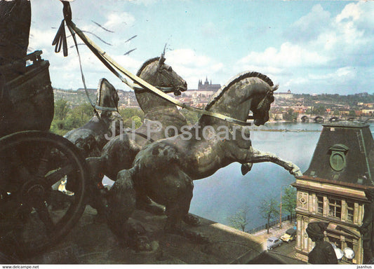 Praha - Prague - Triga on the National Theatre and the Castle of Prague - 1969 - Czechoslovakia - Czech Republic - used - JH Postcards