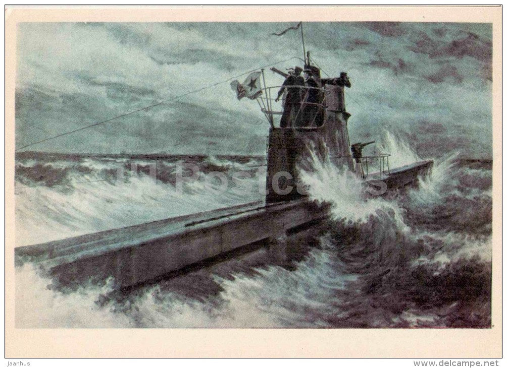 submarine - illustration by Baranov - Sevastopol - 1982 - Ukraine USSR - unused - JH Postcards