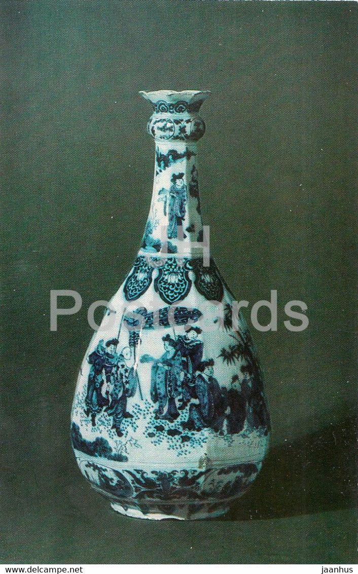 Vase with scenes of Chinese life by Samuel van Eenhoorn - 1 - Faience - Delftware - 1974 - Russia USSR - unused - JH Postcards