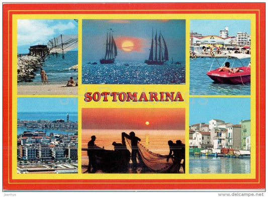 Sottomarina - beach - sailing ship - Veneto - 0194 - Italia - Italy - sent from Italy Sottomarina to Germany 1997 - JH Postcards