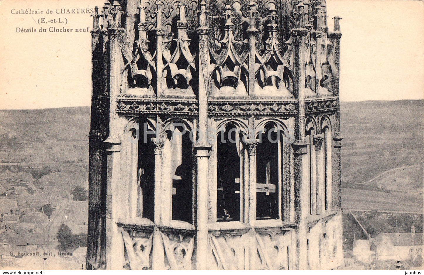 Cathedrale de Chartres - Details du Clocher neuf - cathedral - old postcard - France - used - JH Postcards