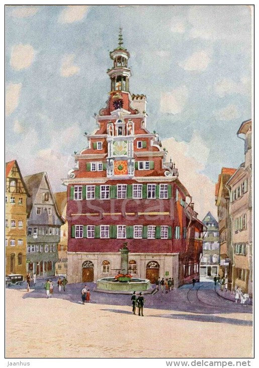 Esslingen - Altes Rathaus - Town Hall - aquarell von Kunstmaler Fuchs - Germany - ungelaufen - JH Postcards