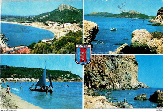 Costa Brava - Estartit - beach - multiview - 1007 - 1963 - Spain - used - JH Postcards