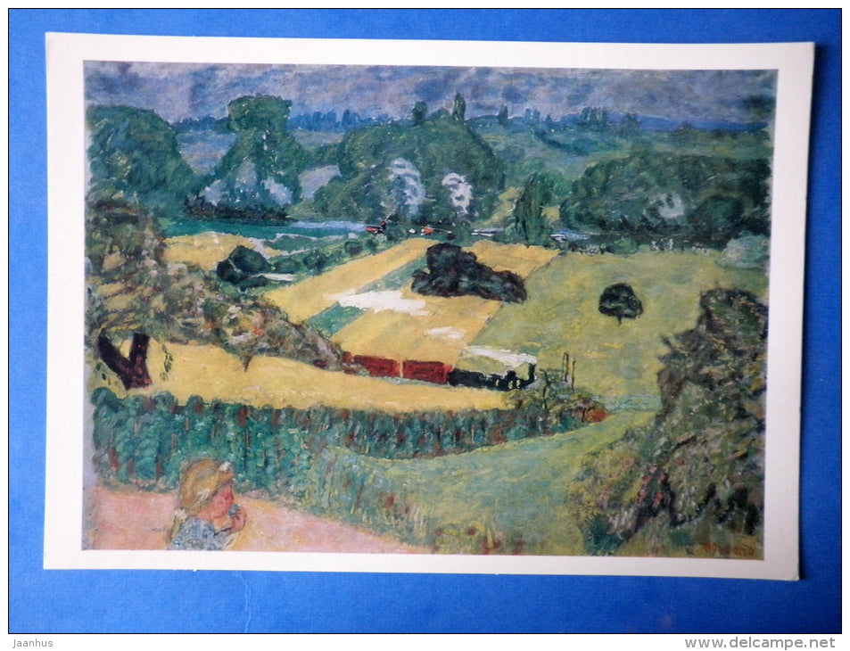 painting by Pierre Bonnard - large format card - Landscape with a Goods Train , 1909 - french art - unused - JH Postcards