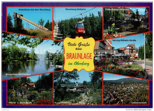 Viele Grüsse aus Braunlage im Oberharz - Anlaufturm - Wurmberg-Seilbahn - Kurparksee - Germany - 2008 gelaufen - JH Postcards