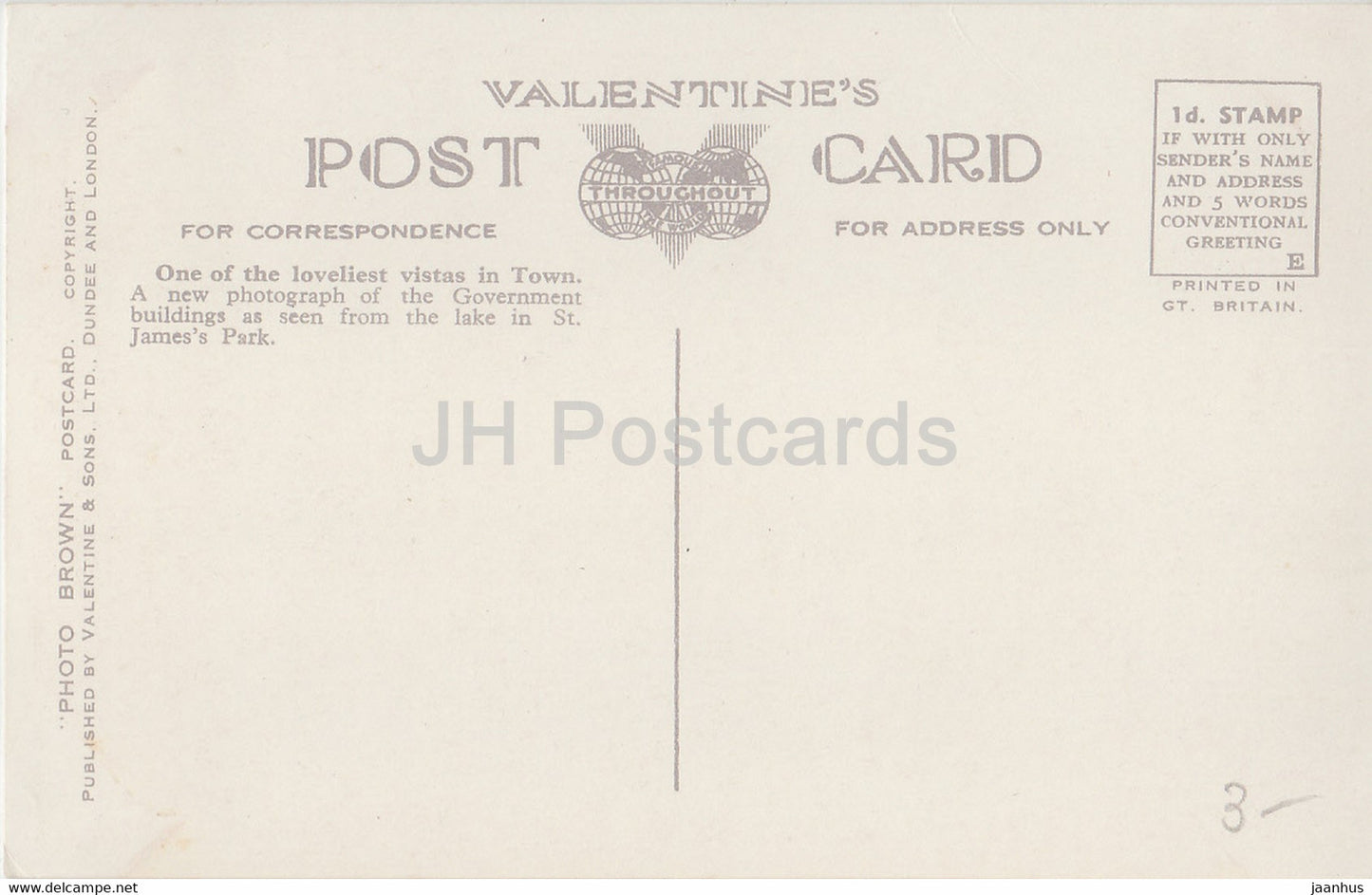 London - St James's Park - Valentine - 604 - old postcard - England - United Kingdom - unused