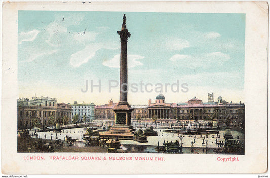 London - Trafalgar Square & Nelsons Monument - old postcard - 1911 - England - United Kingdom - used - JH Postcards