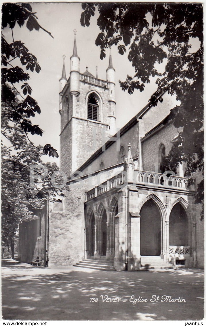 Vevey - Eglise St Martin - church - 798 - Switzerland - 1958 - used - JH Postcards