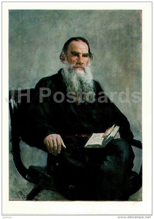 Leo Tolstoy - painting by I. Repin - art - Russian Writers - 1985 - Russia USSR - unused - JH Postcards