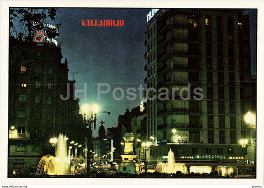 Valladolid - Plaza de Zorrilla - Nocturna - Zorrilla square - night view - 155 - Spain - unused - JH Postcards