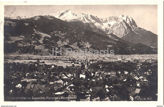 Partenkirchen m Zugspitze Alpspitze u Waxenstein - Deutsche Heimatbilder - 922 - old postcard - 1926 - Germany - used - JH Postcards