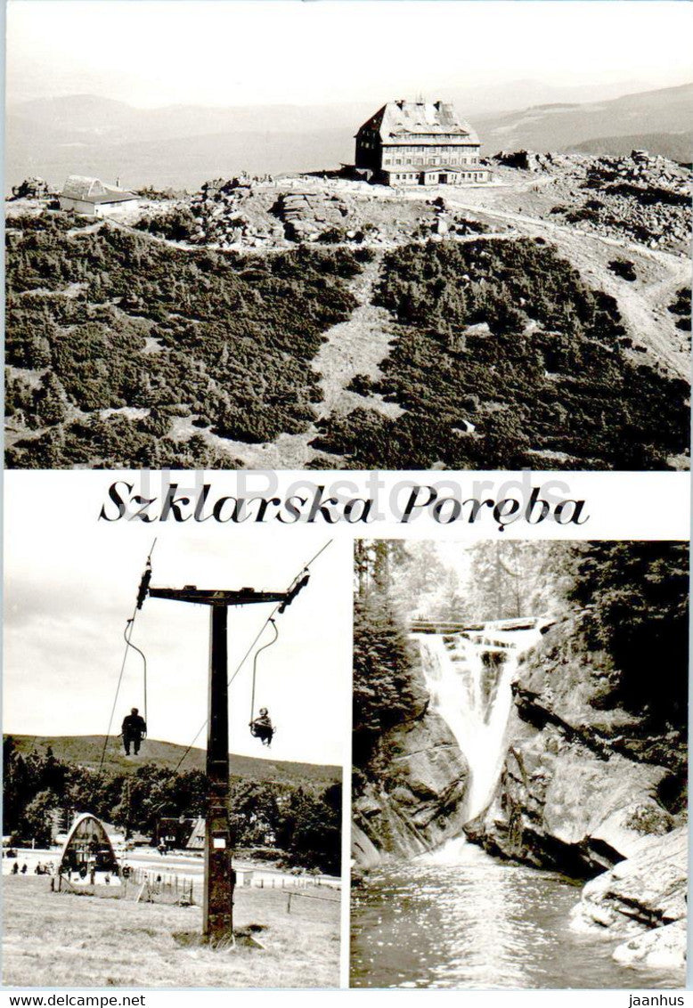 Szklarska Poreba - Schronisko PTTK na Szrenicy - wodospad Szklarki - hostel - waterfall - multiview - Poland - unused - JH Postcards