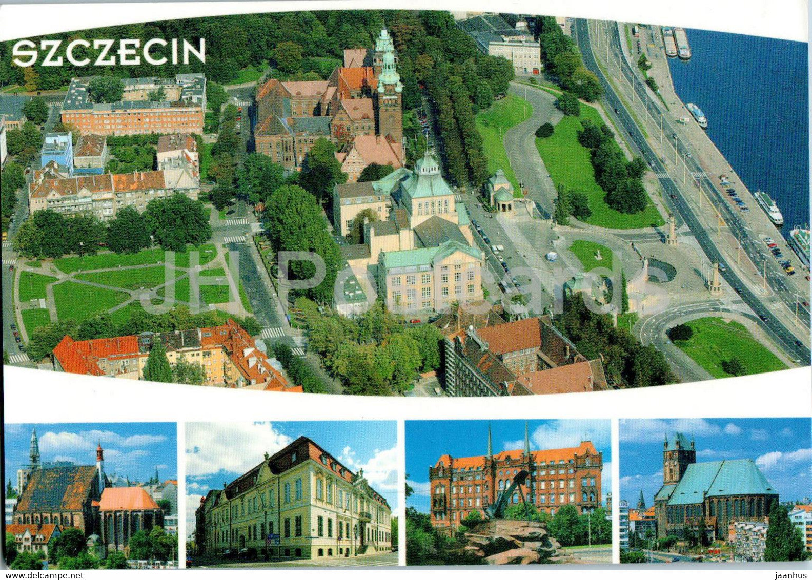 Szczecin - Waly Chrobrego - Muzeum Morskie i Urzad Wojewodski - multiview - Poland - unused - JH Postcards