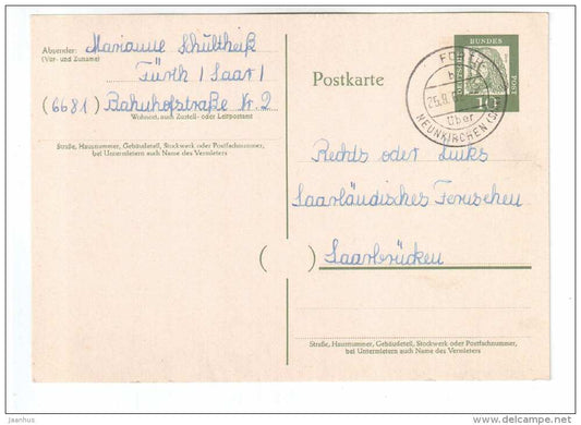 Stamped Stationery  Used , German 1962 Fürth , Neunkirchen (Saar) - JH Postcards