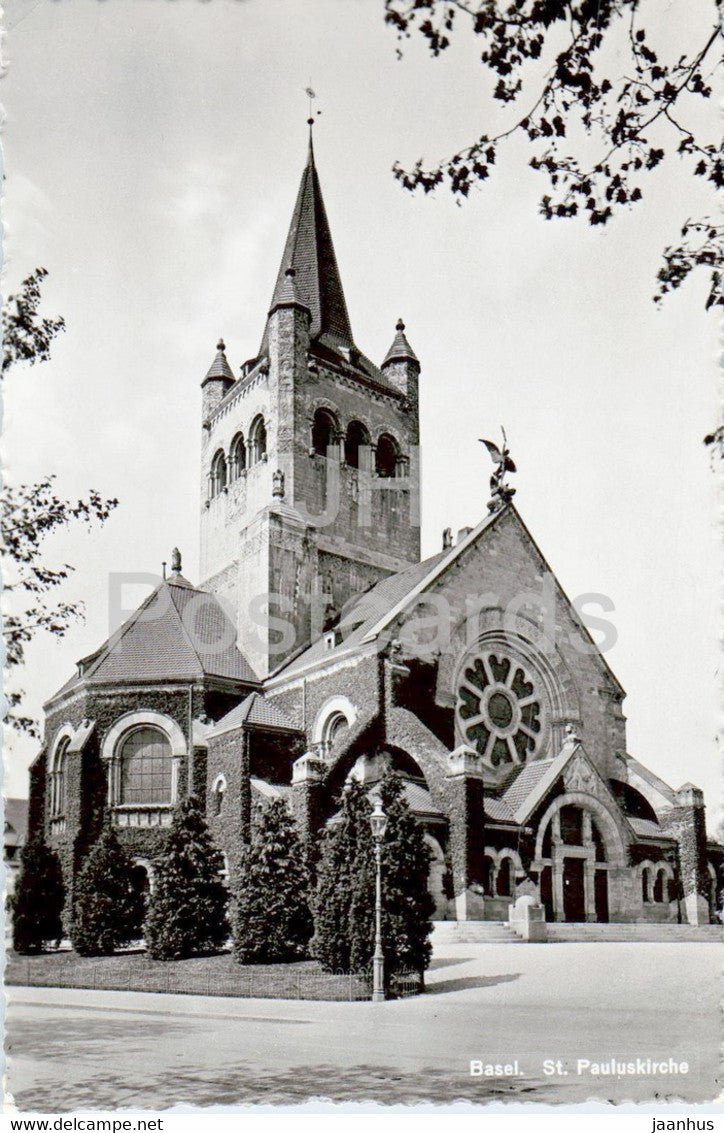 Basel - L' Eglise St Paul - church - 2823 - old postcard - Switzerland - used - JH Postcards