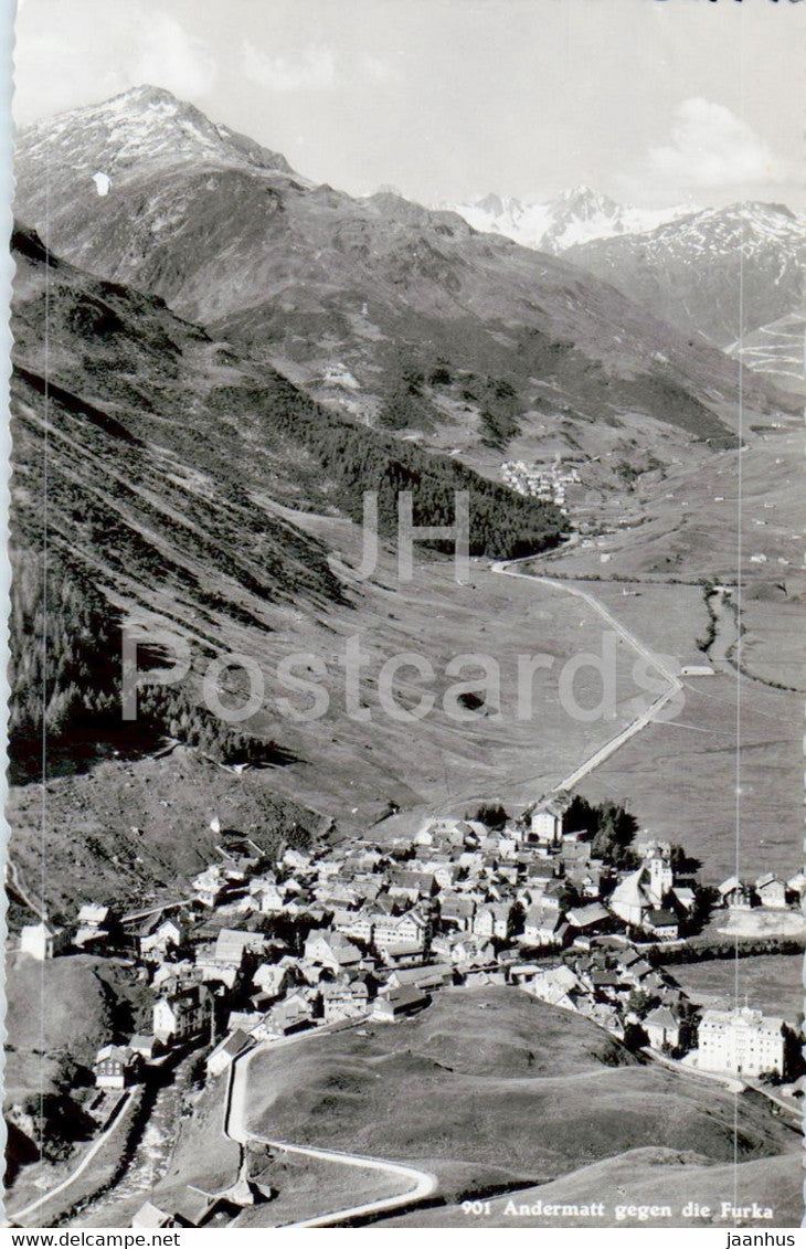 Andermatt gegen die Furka - Hotel Badus Andermatt - 901 - old postcard - Switzerland - used - JH Postcards