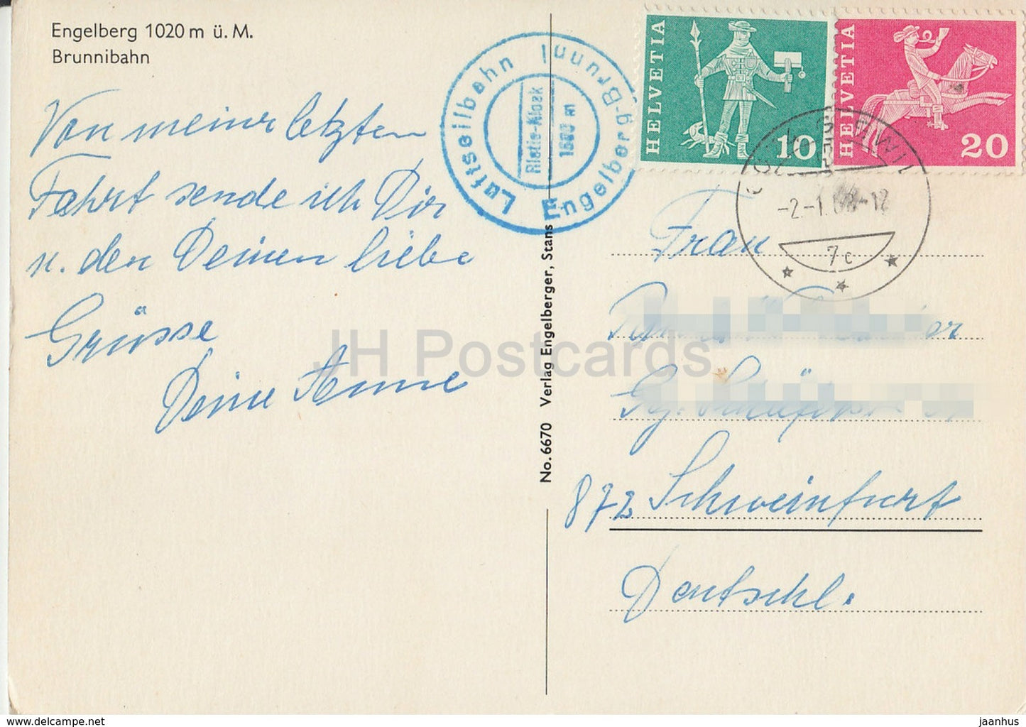 Engelberg 1020 m - Brunnibahn - cable car - 6670 - Switzerland - 1968 - used