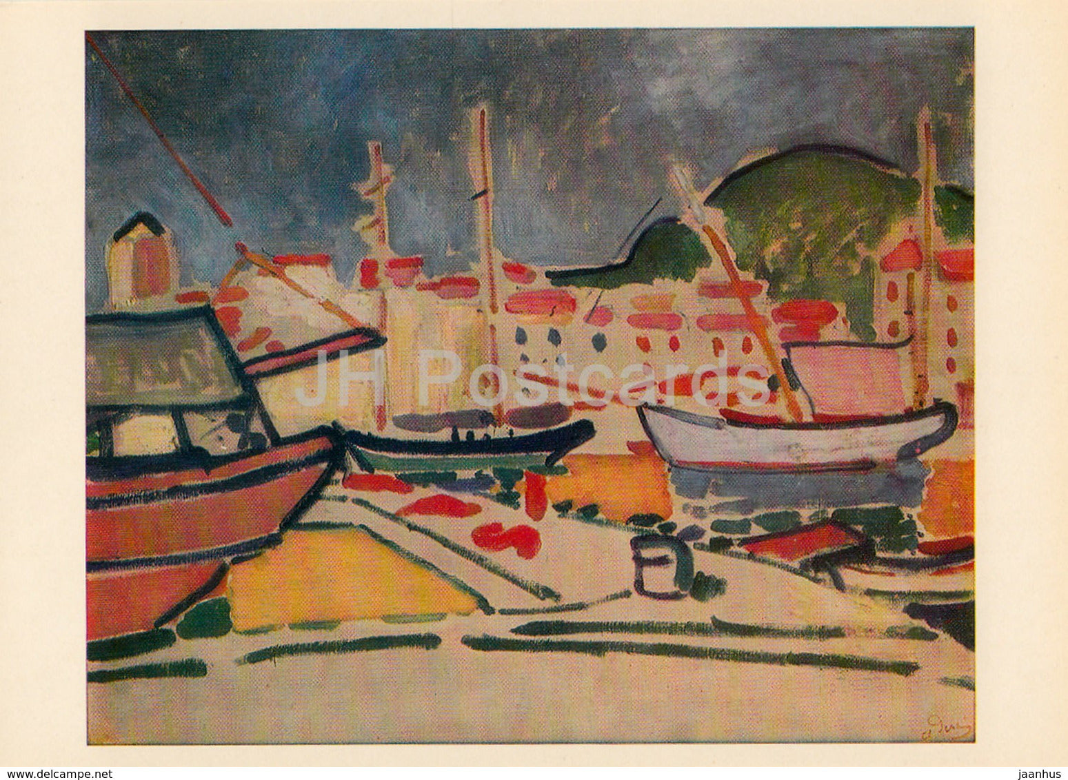 painting by Andre Derain - Port in Le Havre - French art - 1981 - Russia USSR - unused